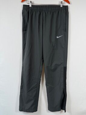 Nike Men's Dark Gray Athletic Track Pants with Light Gray Swoosh. Size L.